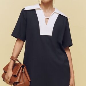 Anthropologie Navy and White Dress